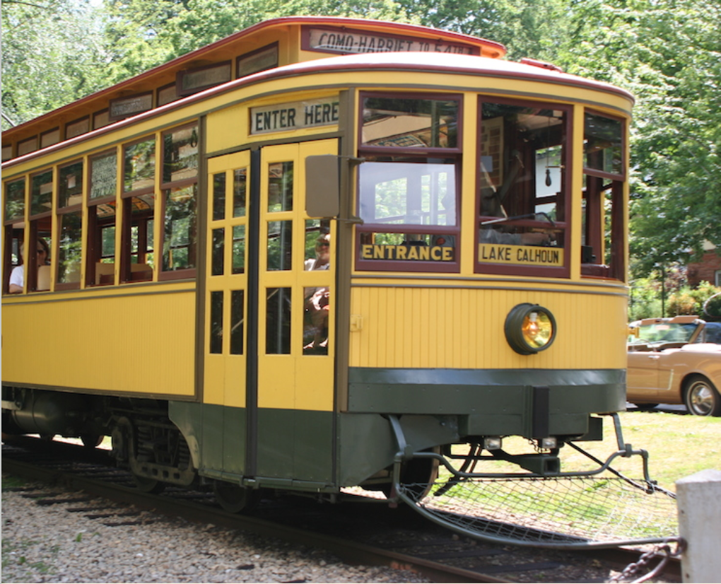 Historic streetcar and neighborhood path in Linden Hills